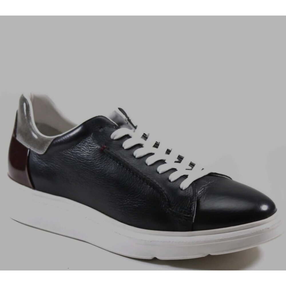 Black & Grey Leather Sneakers